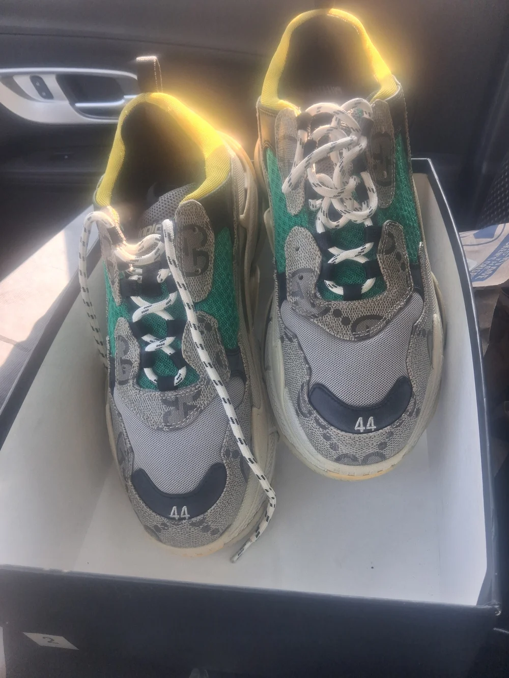 Gucci Cream, Yellow & Teal Chunky Sneakers